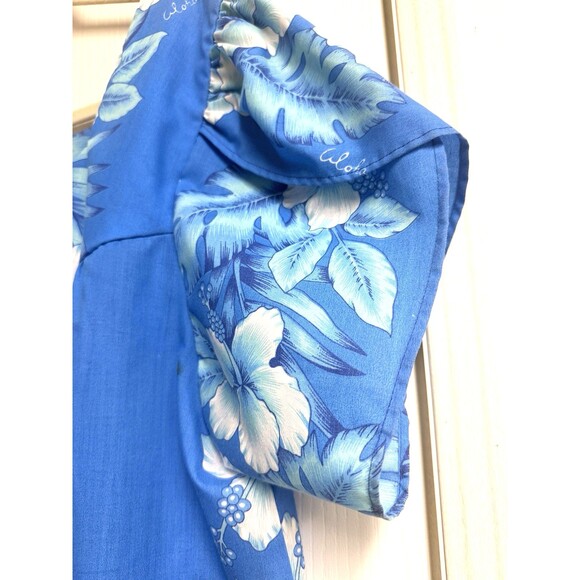Kalena Fashions Hawaiian Muumuu Moo Moo Dress 2XL Blue Floral Made in Hawaii NWO - Picture 3 of 5